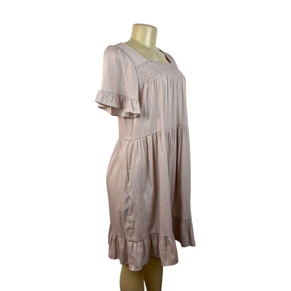 Calista Women's Dusty Pink Babydoll Short Sleeve Dress Sz S - Picture 2 of 7